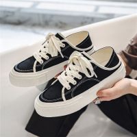 【Ready】? Summer canvas shoes mens two-wear lazy one-leg half-drag couple shoes 2023 new niche board shoes mens trendy shoes