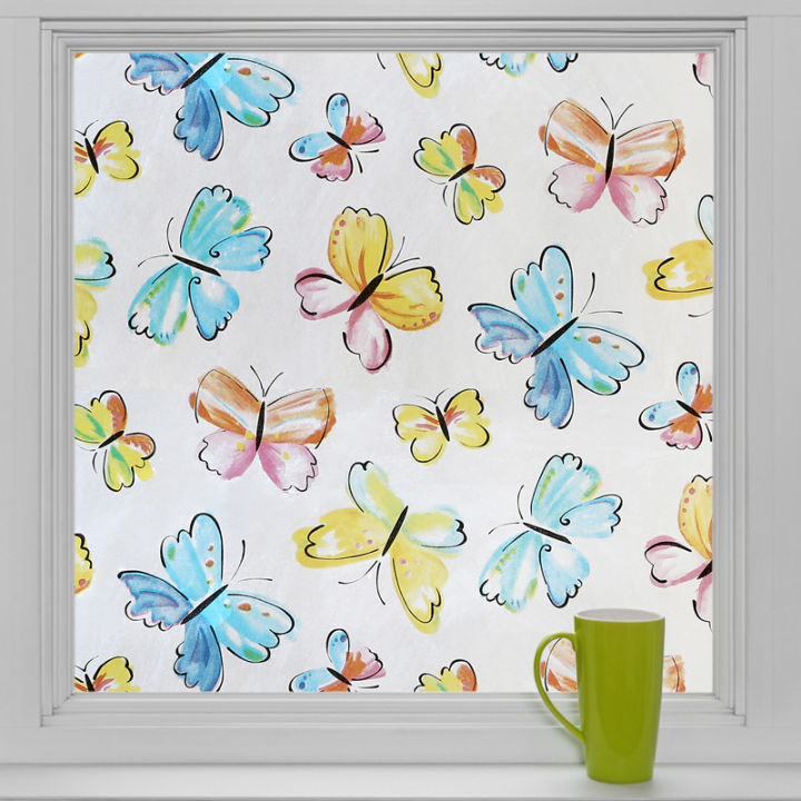 hot-shang815558-สติกเกอร์-frosted-kids-butterfly-กระจกหน้าต่างฟิล์มเพื่อความเป็นส่วนตัวของตกแต่งบ้านทำด้วยมือกระจกคงที่ฟิล์มไวนิลติดหน้าต่างขนาด45-100ซม