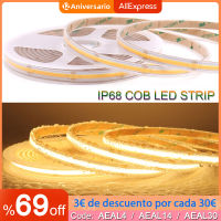 IP68 Waterproof COB Strip LED Light Bar 384 LEDsm 12V 24V Flexible LED Tape CRI 90 FOB Strip for Outdoor House Lighting