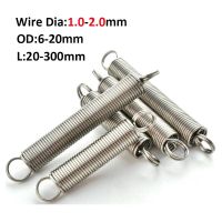 1-5Pcs 304 Stainless Steel Dual Hook Small Tension Spring Wire Dia 1-2mm Outer Dia 6-20mm Length 20-300mm Coil Springs