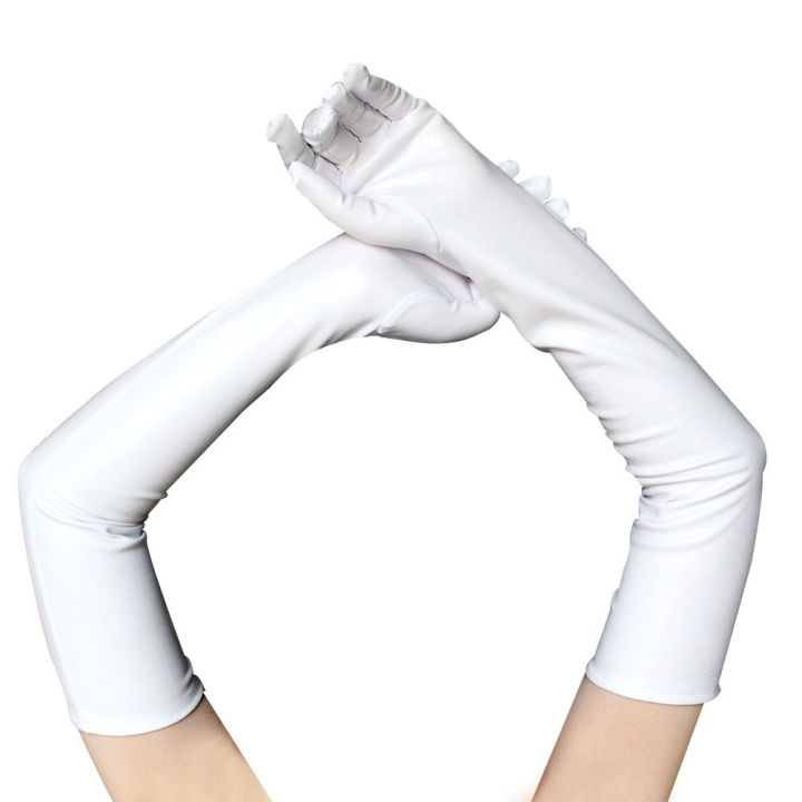 ถุงมือหนัง-pu-ยาวแบบกอธิคสำหรับผู้หญิงเครื่องแต่งกายพังค์ปาร์ตี้เต้นรำ