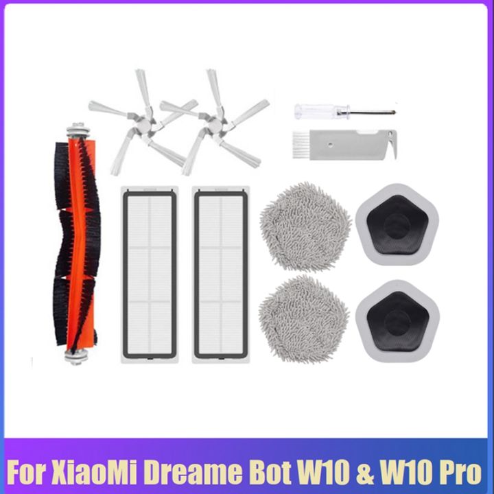 11pcs-for-xiaomi-dreame-bot-w10-amp-w10-pro-robot-vacuum-cleaner-main-side-brush-hepa-filter-mop-cloth-and-mop-holder