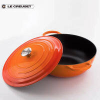 LE CREUSET ฝรั่งเศสนำเข้าสีดำเคลือบเหล็กหล่อ26เซนติเมตรการเผาไหม้ลึกหม้อกระทะกระทะกระทะครัวเรือน