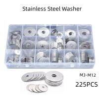 【CW】 225PCS M3 M4 M5 M6 M8 M10 M12 Large Metal Plain Gasket Washer Set 304 Stainless Steel Big Wider Flat Assortment Kit