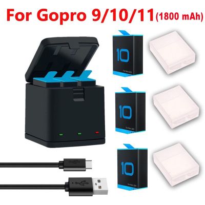 10/9/11 Battery Charger 3 Way Charging Rechargeable Storage Go pro 9/10/11 Accessories