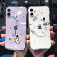 Cute Cartoon Astronaut Planet Star Phone Case For iPhone 14 Pro Max 13 12 Mini 11 XS XR 7 8 Plus Transparent Shockproof Cover