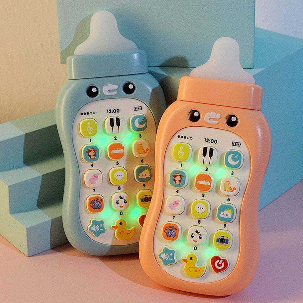 Intelligent Education Cell Phone Musical Simulation Bottom Toy Baby Nibble Pacific Teether Telephone Music Sound Machine For 1+Years Old with Lanyard