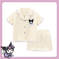 Sanrio Kawaii Kuromi My Melody Pochacco ชุดนอนเด็กอนิเมะฤดูร้อนเสื้อนอนหลับผ้าฝ้ายแบบบางกางเกงขาสั้นเสื้อใส่อยู่บ้านพ่อแม่ลูก