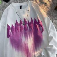 [Qinqin clothing]Flame Love เสื้อแขนยาวผู้ชายและผู้หญิงสร้อยคอออกแบบ Niche Top 2021ใหม่ฤดูใบไม้ร่วงบางเสื้อคู่สวม K Pop เสื้อผ้า Tops