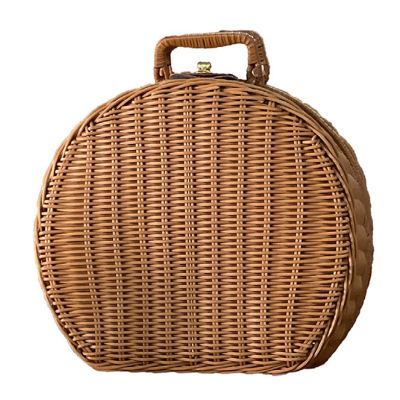 20RC Handwoven Picnic Basket Storage Box with Handles Simulation Wicker Handbag Suitcase Vintage Food Fruit Mooncake Box
