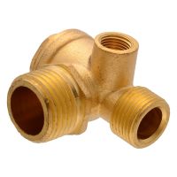 【YF】 3 Port Brass Air Compressor Valve Threaded 90 Degree Check For Central Pneumatic Part