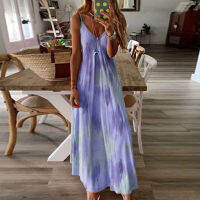 ASummer ชุดสตรี2023ใหม่หลวมและเป็นรายบุคคล Big Swing Tie Dyed Drop DressM