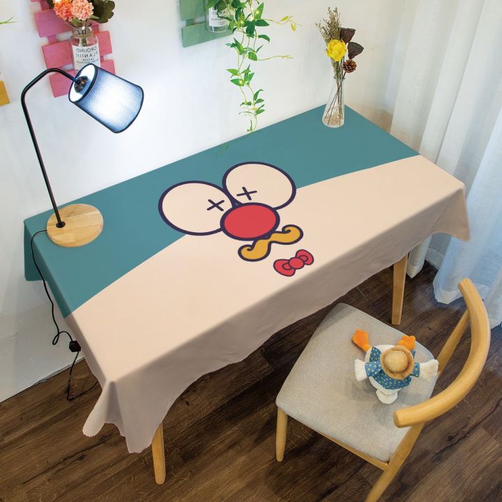 m-q-s-ผ้าปูโต๊ะ-ผ้าปูโต๊ะกันน้ำ-ผ้าคลุมโตีะอาหาร-ผ้าปูโต๊ะมินิมอล-กันฝุ่นกันน้ำร้อง-ทนต่อรอยขีดข่วนได้-โดราเอมอน-ผ้าปูโต๊ะสีฟ้า-โต๊ะชา-ผ้าปูโต๊ะ