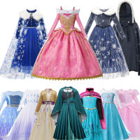 Winter Dress Long Sleeve Princess Dress Kid Girl Snow Queen Christmas Cosplay Party Costume Fur Collar Prom Gown