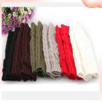 LULU Long Women Arm Warmer Knitted Fingerless Gloves Wrist Sided Diamond