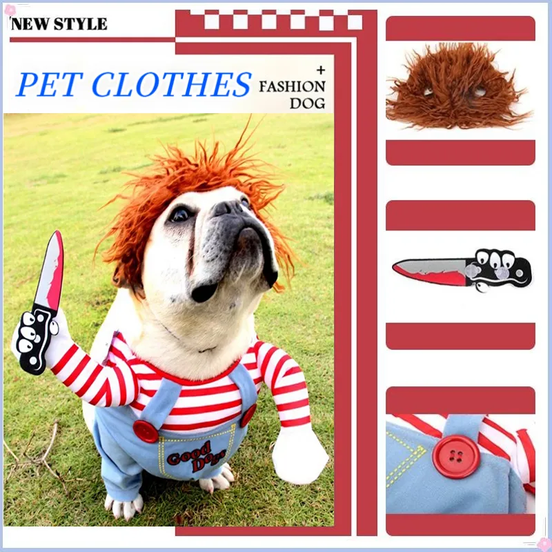 Funny Dog Clothes Dogs Cosplay Costume Halloween Comical Outfits Holding a Knife  Set Pet Cat Dog Festival Party Clothing