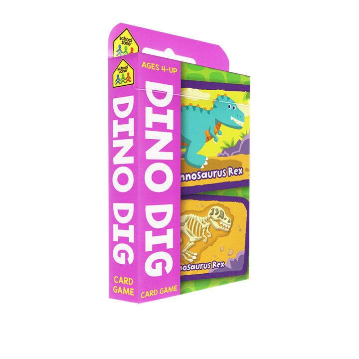 Original English School Zone Dino dig flash card game 54 flash cards ...