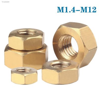 ❅☎✇ 5-100Pcs M1.4 M1.6 M2 M2.5 M3 M4 M5 M6 M8 M10 M12 Solid Brass Copper Hex Hexagon Nut for Screw Bolt