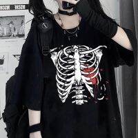 COD DSDFHFHGG Art Sternum Heart ภาพ Vintage หญิงเสื้อยืด Punk Hip Hop Streetwear Gothic Harajuku Chic สนุกสบายๆหลวมฤดูร้อนผู้หญิง Tops