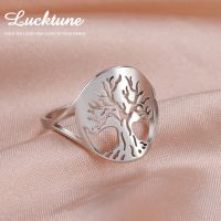 {เสื้อผ้าผู้ชาย} Lucktune Tree Of Life แหวนใส่นิ้วสแตนเลสต้นไม้สัญลักษณ์สีเงินสำหรับผู้หญิงใหม่ผู้ชายเครื่องประดับคู่รักของขวัญแต่งงาน