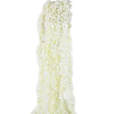 Artificial Silk Wisteria Vine Hanging Flowers Garland Home Outdoor Wedding Arch Garden Wall Decor,Pack of 10 (White)