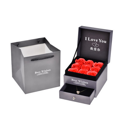 Valentines Day Birthday Ideas Eternal Rose Gift Box Bracelet Necklace Jewelry Box Soap Flower Jewelry Drawer Box