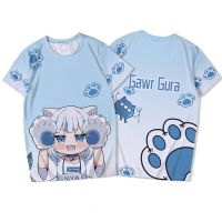 Cool เสื้อยืดแขนสั้นลําลอง ทรงหลวม พิมพ์ลายอนิเมะ Hololive Vtuber Gawr Gura พลัสไซซ์