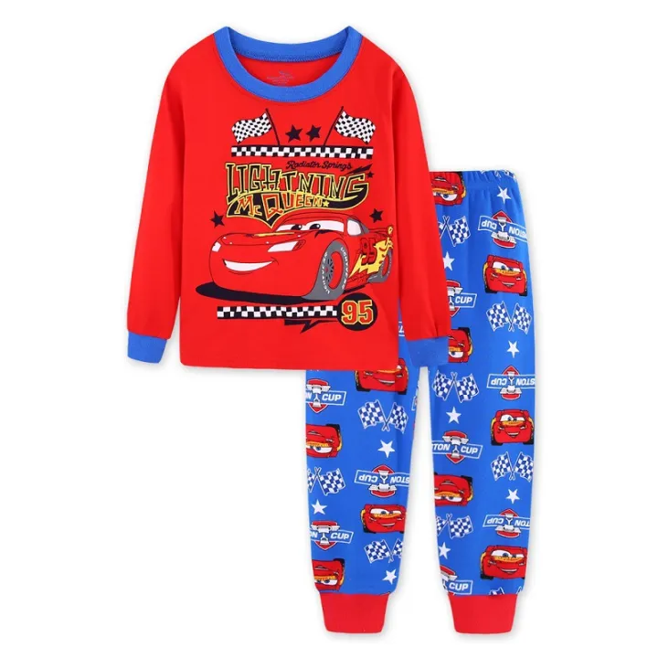 Autumn Winter Pixar Cars Lightning McQueen Pajamas Kids Suit Baby Boy ...