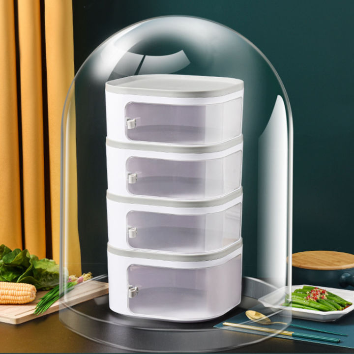 kitchen-stackable-food-insulation-cover-dish-organizer-cabinet-box-dust-proof-spices-rack-temperature-keeping-plate-holder-shelf