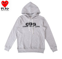 COMME Des GARCONS เสื้อฮู้ดทรงหลวมสำหรับผู้หญิง,เสื้อเสื้อกันหนาวมีฮู้ดมีเชือกรูดพิมพ์ลายสวยงามสวมใส่ของแท้100% แบรนด์