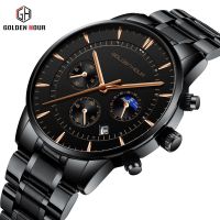 Watch Business Waterproof Mens Fashion Watch Three-eye Multi-Function Quartz Watch 【QYUE】