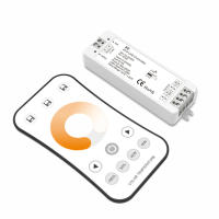 ตัวรับสัญญาณรีโมทคอนโทรลสีขาวแบบคู่สำหรับไฟแถบไฟ LED WW CW ไร้สาย2.4G DC12V ตัวควบคุมไฟ LED ได้-24V