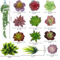 Ourwarm 16ชิ้นประดิษฐ์พืชฉ่ำภูมิทัศน์ตกแต่งดอกไม้มินิ Multicolor ปลอม succulents พืชการตั้งค่าการตกแต่งสวน