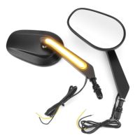 Motorcycle Rearview Mirror With LED Turn Signal Light Adjustable Side Mirror For Harley-Davidson