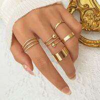 IPARAM Punk Metal Geometric Ring Set for Women Vintage Minimalist Metal Wide Knuckle Ring 2022 Trend Finger Jewelry Gifts