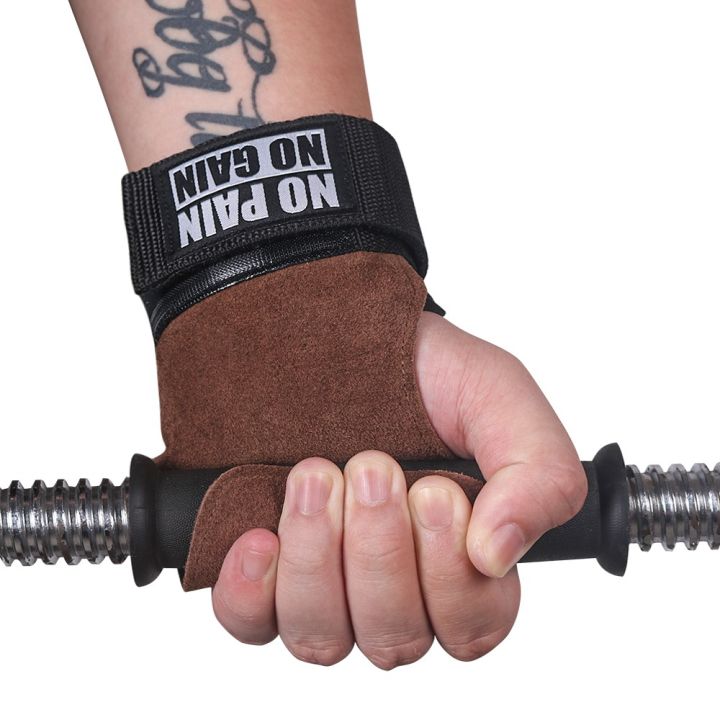 ถุงมือสำหรับออกกำลังกาย-1-คู่-cowhide-gym-s-grips-weightlifting-fitness-pull-up-crossfit-workout-equipment-wear-resistance