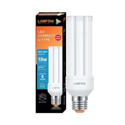 "Buy now"หลอดไฟ LED ขนาด 18 วัตต์ Daylight LAMPTAN รุ่น U TYPE E27*แท้100%*