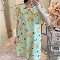 [พร้อมส่ง] ?  พร้อมส่ง-ชุดนอนลายใหม่ กระโปรงเเขนสั้นพิมลาย มีไซส์M-XXL-กระโปรงเเขนสั้นพิมลาย126-