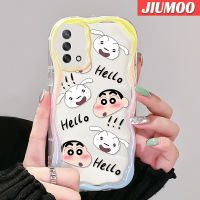 เคส JIUMOO สำหรับ OPPO A74 4G A95 4G F19S F19 Reno 6 Lite ลายการ์ตูน Crayon Shin-Chan ดีไซน์ใหม่เนื้อครีมลายคลื่นขอบกันกระแทกแบบใสนิ่มเคสมือถือโปร่งใสลายกล้องถ่ายรูปเรียบง่ายอ่อนโยนฝาครอบป้องกัน