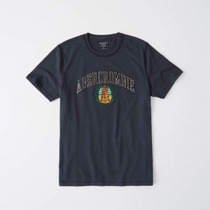 abercrombie-fitch-unisex-เสื้อยืดแขนสั้นพิมพ์ลายรองเท้าบิน