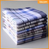 [SHASHA] 10X Mens Handkerchief Decorative Suits Square Cotton Grid Square Handkerchief 5211028◘