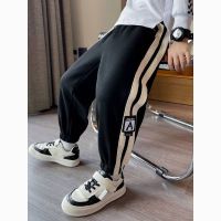 【Beauty 】 Childrens Clothing Boys Autumn Clothing Pants Spring and Autumn 2022 New Childrens Autumn Track Pants Medium and Big Children Single-Layer Fleece-Lined Sweatpants dLrl