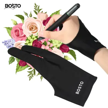 1pc Black 2 Fingers Anti-fouling Gloves Anti Touch Hand Drawing Writing  Glove