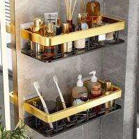 ✵¤℡ Bathroom Shelving No-Punch Bathroom Bath Toilet Toilet Wash Counter Wall Mounted Storage Shelf