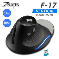 【big-discount】 ZELOTES F-17เมาส์แนวตั้งเล่นเกมไร้สาย2.4กิกะเฮิร์ตซ์6คีย์สายตาตามสรีรศาสตร์เมาส์มี3 DPI แบบปรับได้สำหรับแล็ปท็อปพีซี