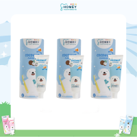 [แพ็ค 3 สุดคุ้ม] ยาสีฟันเด็ก Homey Kids Toothpaste รสมะพร้าว มีฟลูออไรด์ 1000ppm