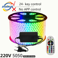 AceDeal 3/5/10/15/20Meters W/ Plug Led Strip Light 220VAC Waterproof RGB SMD 5050 Led String Flexible LED Tape Light 60led/M Outdoor Garden Home Decoration String Lighting For DIY Christmas Holiday Decoration Light For Home Stair Hallways Living