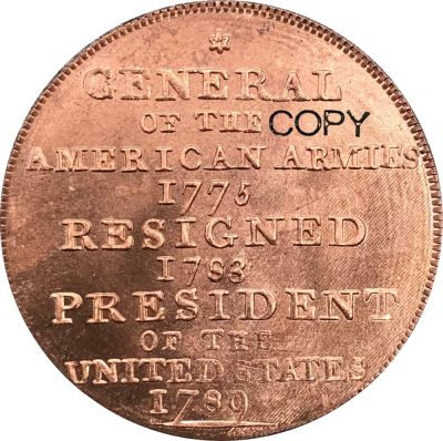 ขายดี1792รัฐวอชิงตันเกิดเวอร์จิเนียทั่วไปของกองทัพย้อนกลับขอบเรียบ60ทองแดงสำเนาเหรียญ