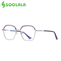 SOOLALA Square Anti Blue Light Women Reading Glasses Spring Hinged 2022 Ladies New Computer Full Frame Alloy Presbyopic Eyewear