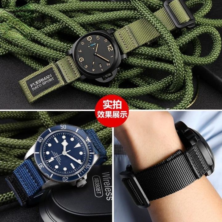 สายนาฬิกาสำหรับ-panerai-bell-ross-hamilton-hook-and-loop-nylon-canvas-br-สายนาฬิกาผู้ชาย-20มม-22มม-24มม